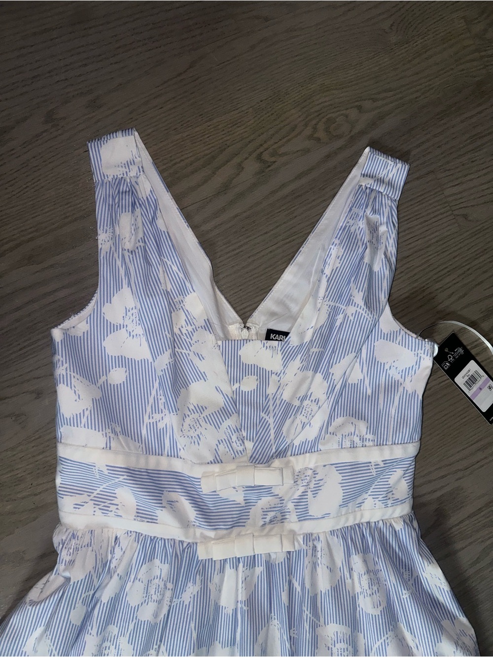 Karl Lagerfeld Light Blue Floral Jacquard Midi Skirt - Picture 5 of 7